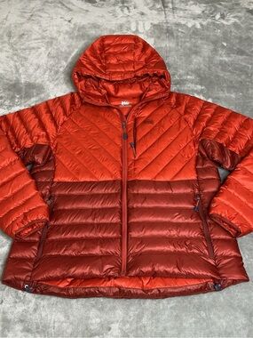 REI Magma 850 Down Hoodie Jacket packable lightweigt Womens 1X orange